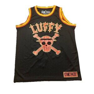 NWOT Ripple Junction One Piece Luffy Anime Basketball Jersey Size M Black